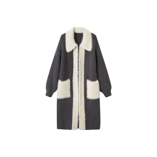 YOUSEKOO Серый Женский Пальто