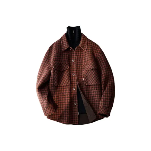 BOTH PLAY Red Plaid Unisex Coat BOTH PLAY Красный Клетчатый Унисекс Пальто
