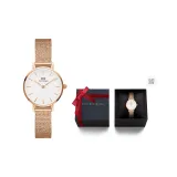 Новый Ограниченный выпуск Синяя коробка - Розово-золотая Маленькая Круглая Часы