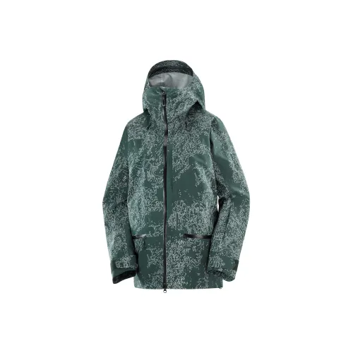 SALOMON Зеленый Стена Водная волна Камуфляж Женская лыжная куртка