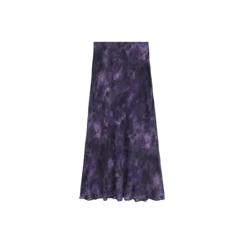 GZQJ Фиолетовый Женские Повседневные Длинные Юбки