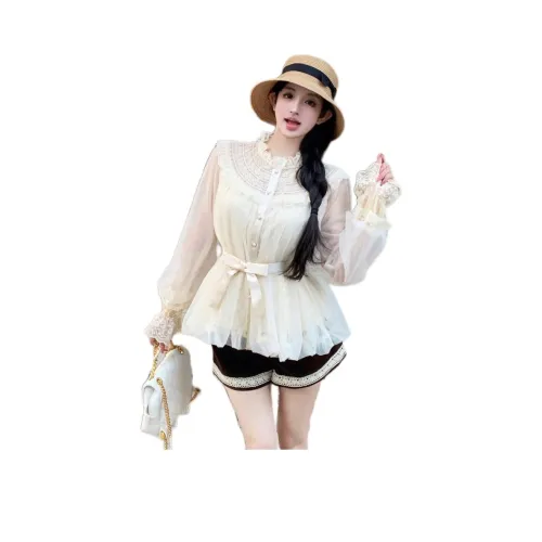 LANGQING Абрикос С подарками LANGQING Бренд Значок Женские Рубашки