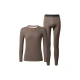 Коричневый [Шерсть и шелк тутового дерева - Утолщенный и с флисовой подкладкой - Наборы одежды]