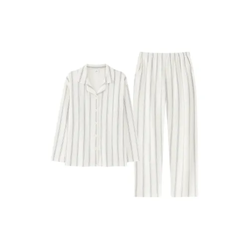 MIIOW Женские Белые Полосатые Комплекты Пижам