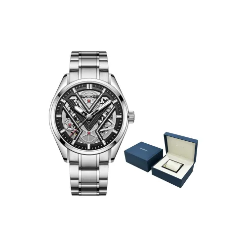 ROSDN God of War серия Автоматический механический механизм Ремешок из нержавеющей стали Часы Мужские часы Черный циферблат