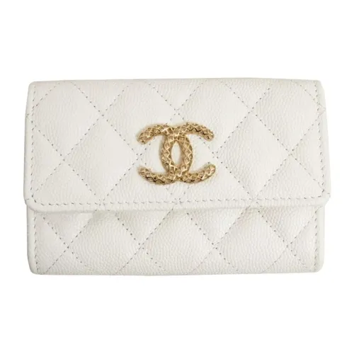 CHANEL CC Коровья кожа Держатель для карт Женский Белый