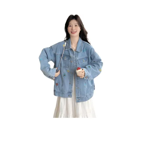 YOUSEKOO Джинсовый синий Женская Джинсовая Куртка