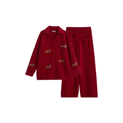 Same Language Пижамный комплект Мужской Рождественский красный Щенок