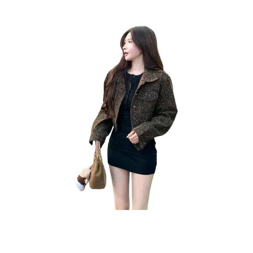 YOUSEKOO Леопардовый принт Женские Куртки