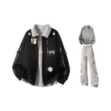 Чёрный+Светло-Серый Трикотаж+Светло-Серые Штаны