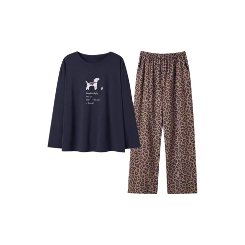 TLXT Щенок Топ + Леопардовый принт Штаны Женские Пижамные комплекты