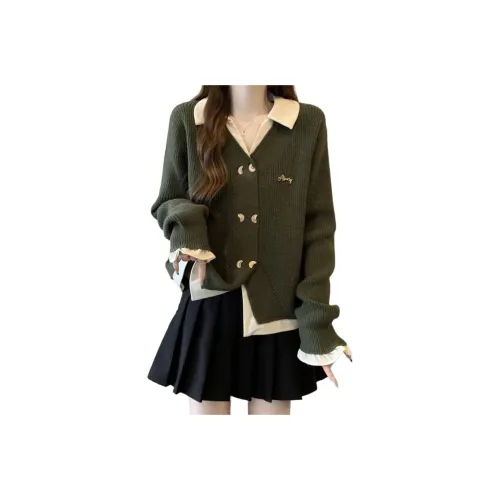 GUOZHEN Зеленый Женский Трикотаж