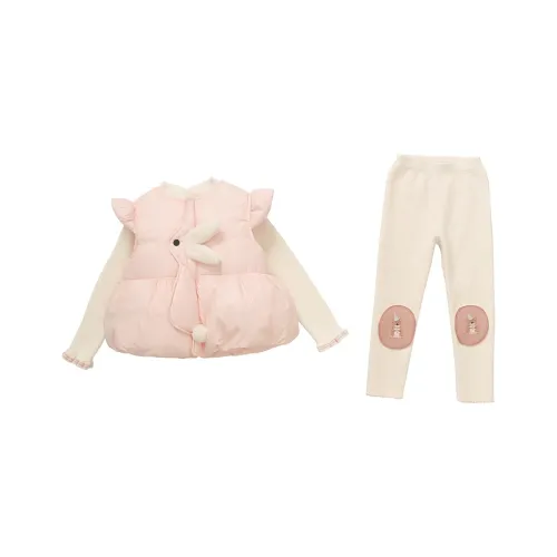 Деревянные дома Повседневная спортивная одежда Трехкомпонентный комплект Розовый Дети Возраст 3-7 лет