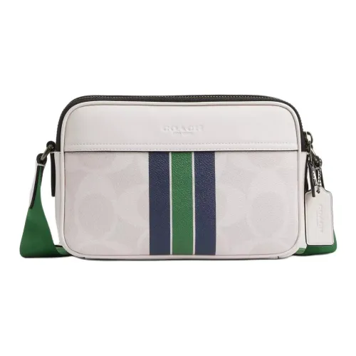 COACH Покрытие Холст Кросс-Боди Сумка Средняя Унисекс Белый