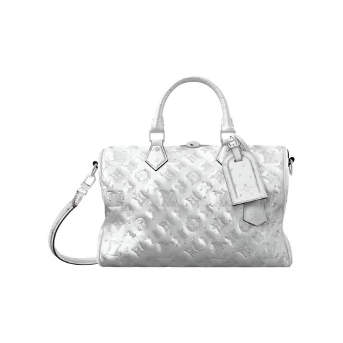 LOUIS VUITTON SPEEDY SOFT Сумка на одно плечо с застежкой-молнией Унисекс Серебряная