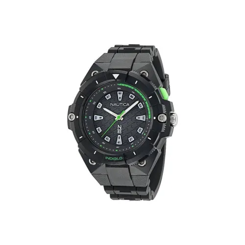 NAUTICA Наручные часы Кварцевый механизм Резиновый ремешок 47 мм Черный циферблат Мужские часы