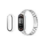 Серебряный ремешок + прозрачный чехол (однополосный дизайн)