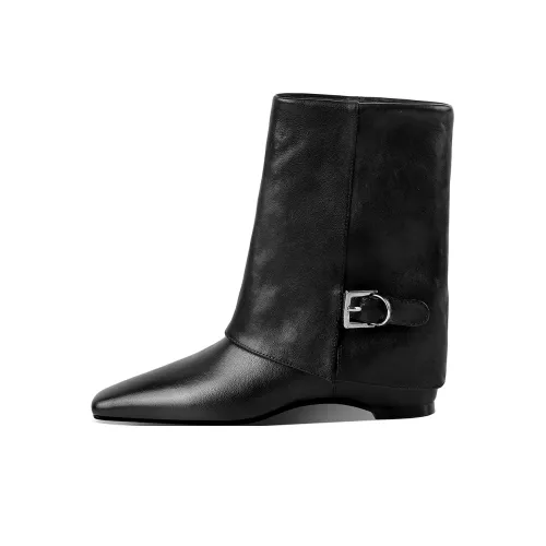 HAOYASENNU Ботильоны Винтажные Черные с Флисовой Подкладкой Женские