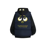 Черный с белым логотипом [с флисовой подкладкой] свитшот + темно-синий с желтым логотипом жилет