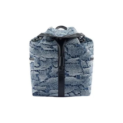 EVISU Хлопок Рюкзак Стандартный Унисекс Джинсовый Синий Сплошной С принтом