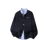 Темно-синий, синий + светло-синий, клетка, рубашка + брошь