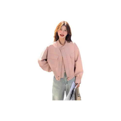 YOUSEKOO Розовый Женские Кожаные Куртки