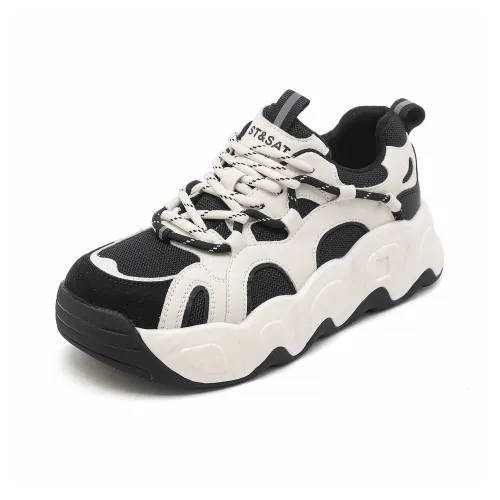 ST SAT Повседневная обувь с увеличением высоты Низкий топ Толстая подошва Женские кроссовки