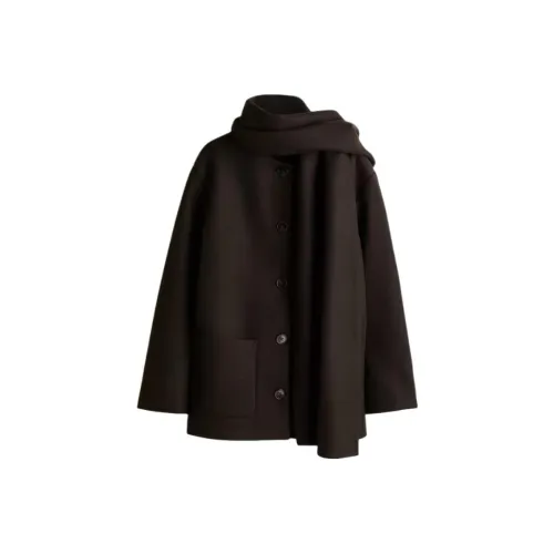 H M Темно-коричневое женское пальто