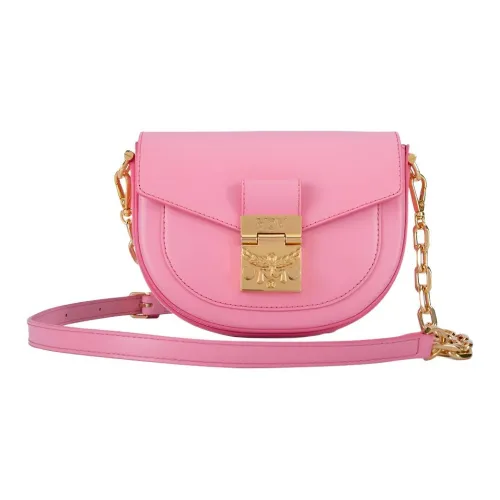 MCM Patricia Visetos Кожа Седло Сумка Сумка через плечо Мини Женская Розовая
