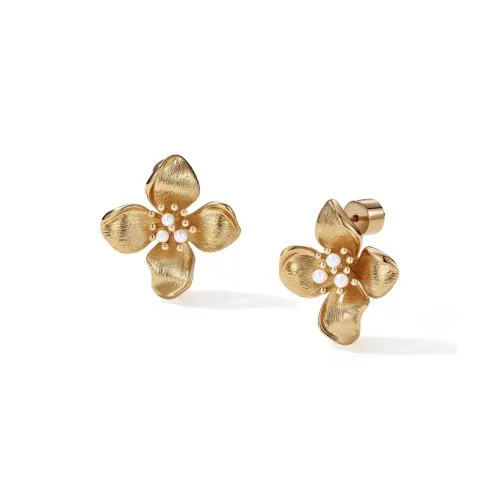 Retro Chic Brass Gold Plated Инкрустированный Shell Pearl Четыре Листья Клевер Серьги Женские