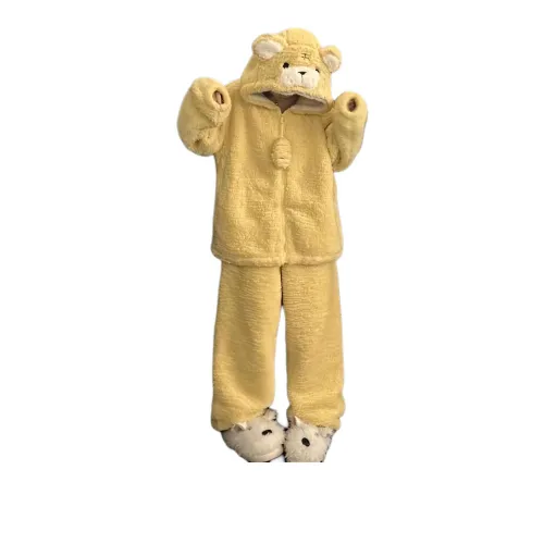 STYUW Желтый флисовый комплект пижам для женщин