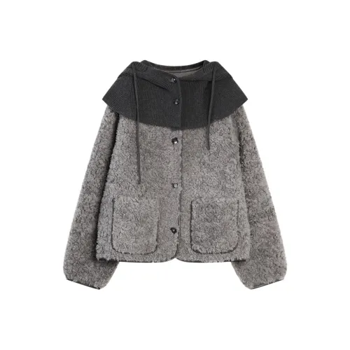 ELLE Средне-серый Женские Бархатные Куртки