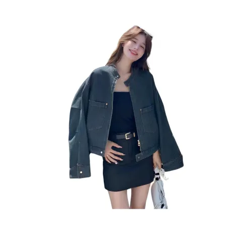 YOUSEKOO Джинсовый синий Женская Джинсовая Куртка