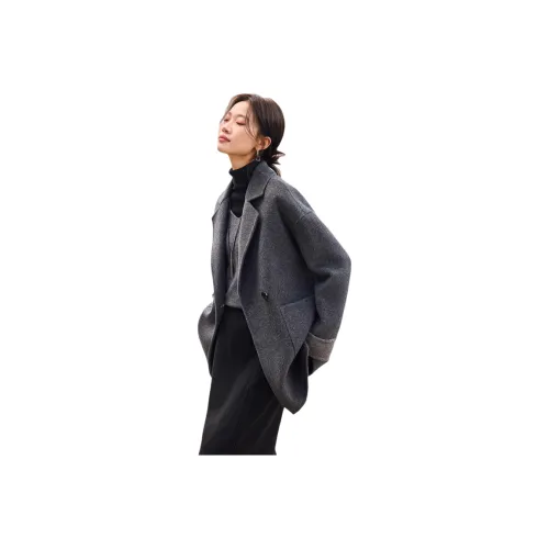 LUYOUYE Темно-серый и Светло-серый Женское Пальто