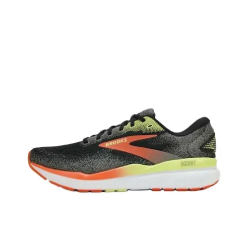 Brooks Ghost 16 Амортизирующие беговые кроссовки Мужские Черный Оранжевый Зеленый