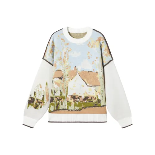 DIALOGUE Светло-синий Ландшафт Жаккард Женские Свитера
