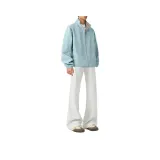 Синяя куртка + белые серые вересковые повседневные штаны