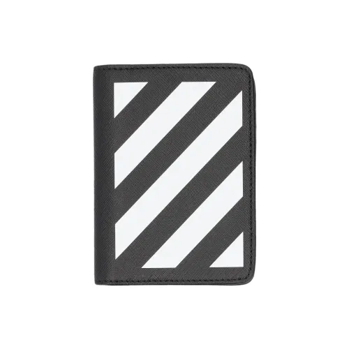 Off Белый Diag Кожа Держатель для карт Мужской Черный белый