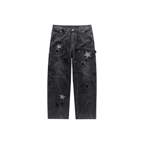HUNZHI Деним Черные Унисекс Джинсы