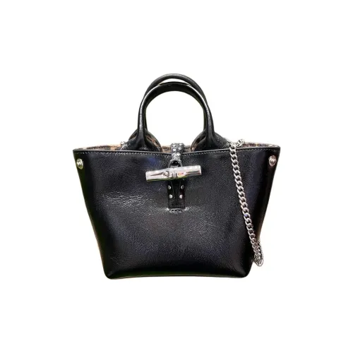 LONGCHAMP Le Roseau Коровья кожа Сумка Мини Женская Черная