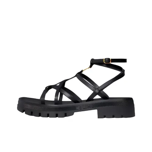 CELINE Clea Triomphe Римские Сандалии Женские Черные