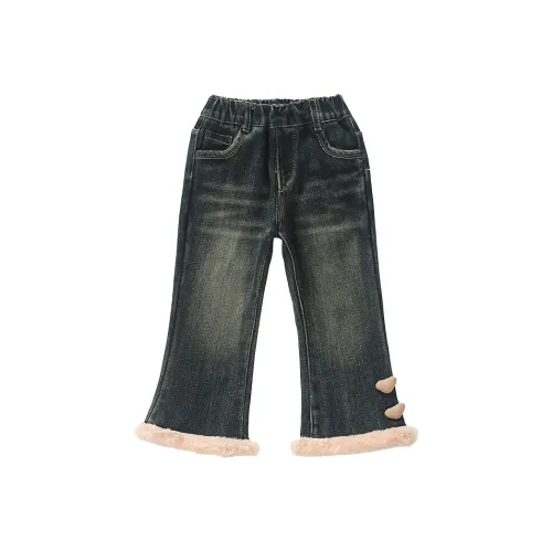 RHOBESAM Сентябрь Детская одежда Деним Утолщенные штаны с флисовой подкладкой расклешенные штаны джинсы из денима с флисовой подкладкой расклешенные штаны джинсы для детей