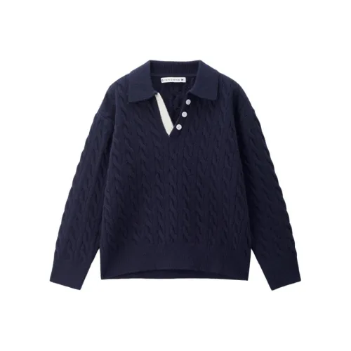 Giordano 06 Темно-синий и белый Женский трикотаж