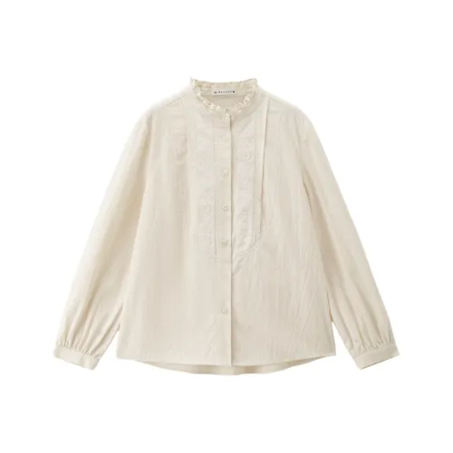 Giordano 01 Клейкий рис Белый Женские Рубашки