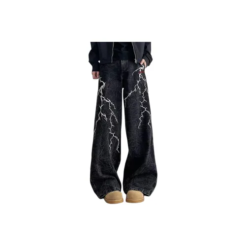 HOKLV Черный С подарками Съемный Застежка-липучка Унисекс Джинсы