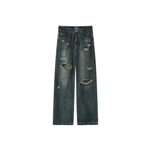 OPMO Синий [Съемный бренд булавка] Унисекс джинсы