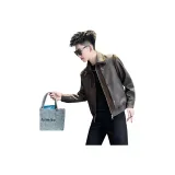 Кофейный, кожа, куртка, улучшенный