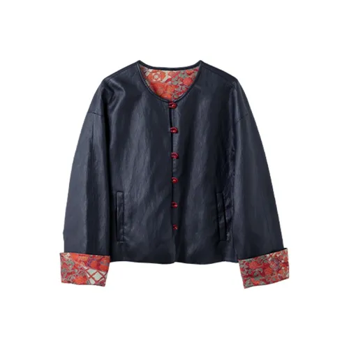 MH Черное Красное Женское Короткое Пальто