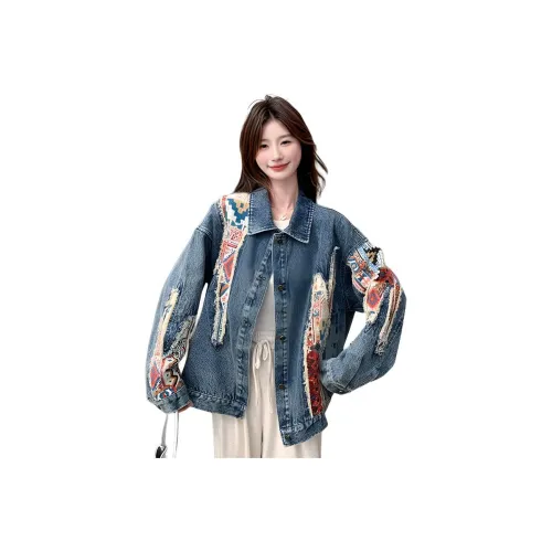 YOUSEKOO Синий Женские Джинсовые Куртки