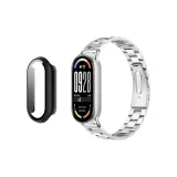 Серебряный ремешок + черный корпус и защитное стекло